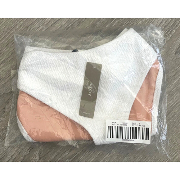 J. Crew Women's Textured Curved-Waist Cheeky Bikini Bottom White Size Large NWT - Picture 3 of 16